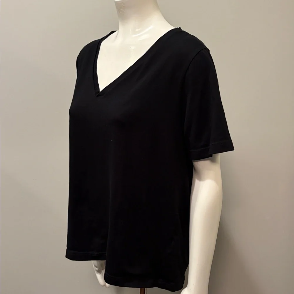 COS Classic Cotton V-Neck T-Shirt Top in Black Short Sleeve Size L - Picture 6 of 8